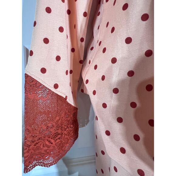 Hale Bob Orange with Polka Dots Long Sleeve Pajama Set, Women's Size L - Picture 4 of 7